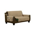 thumbnail image 1 of Home Sweet Home Reversible Quilted Loveseat Furniture Protector Cover With Elastic Bands (Taupe/Hunter), 1 of 4