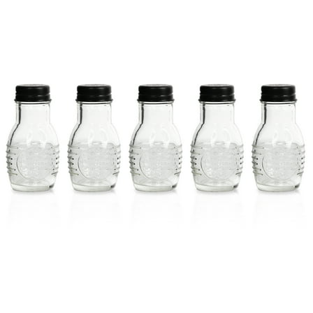 Home Sweet Home Salt and Pepper Shakers, 3 oz Glass Jars, Black Metal Lids, 4" Tall (5)