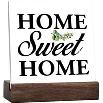 Home Sweet Home Sign Desk Decor,Rustic Farmhouse Home Table Decor,Inspirational Home Ceramic Table Plaque Sign Tabletop Decoration.Housewarming Gifts For New House