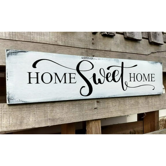 Home Sweet Home Signs Wall Decor Wooden Sign Modern Farmhouse Rustic Signs,Master Bedroom Signs Wall Decor Above Bed Framed Hanging Plaques Family Signs Home Decorative for Living Room 4x16 Inch