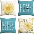 thumbnail image 1 of Home Sweet Home Spring Summer Flowers Yellow Throw Pillow Covers, 18 x 18 Inch Cushion Case for Sofa Couch Set of 4, 1 of 6