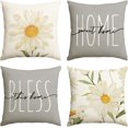 thumbnail image 1 of Home Sweet Home Spring Summer Flowers Yellow Throw Pillow Covers, 18 x 18 Inch Cushion Case for Sofa Couch Set of 4, 1 of 6