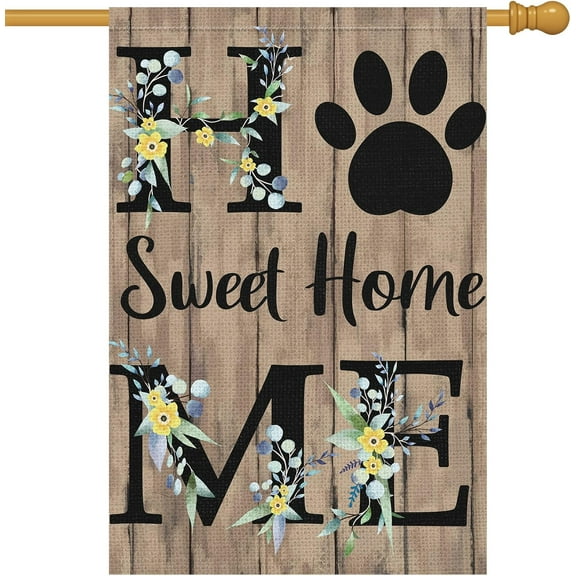Home Sweet Home Spring Summer Garden Flag 28 x 40 Inch Lawn Flag Double Sided Printed with Pattern Outdoor Yard Welcome Flag Farmhouse Seasonal Outdoor Decoration(ONLY FLAG)