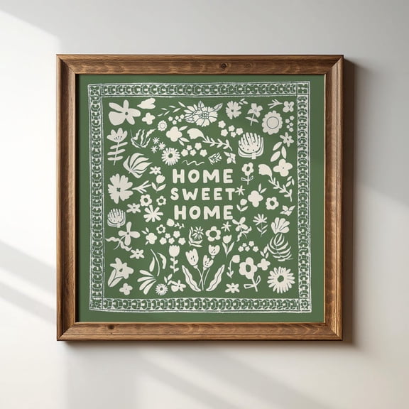 Home Sweet Home Square Print, Trendy Decor, Minimalist, Living Room Art, Cottage, Kitchen, Wall Decor, Cute Wall Art, Modern Wall Decor, 16x16 UNFRAMED