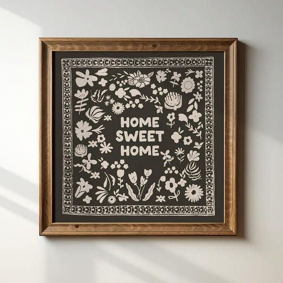 Home Sweet Home Square Print, Trendy Decor, Minimalist, Living Room Art, Cottage, Kitchen, Wall Decor, Cute Wall Art, Modern Wall Decor, 16x16 UNFRAMED