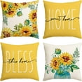 thumbnail image 1 of Home Sweet Home Sunflower Yellow Throw Pillow Covers, 18x18 Inch Summer Seasonal Decorations for Home Set of 4, 1 of 6