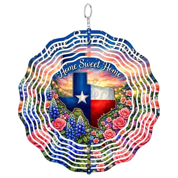 Home Sweet Home Texas 3D Wind Spinner Stainless Steel State Pride
