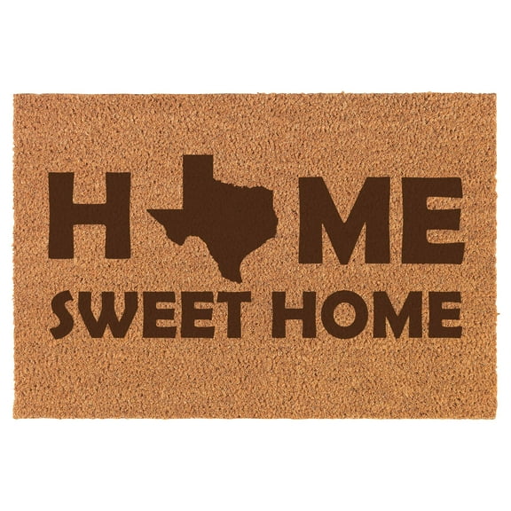 Home Sweet Home Texas Doormat Brown Natural Coir Rectangular Front Entry Non Slip Door Mat (18 in. x 30 in.)