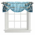 thumbnail image 1 of Home Sweet Home Tie Up Valance for Windows, Spring White Floral Blue Wood Grain Adjustable Rod Pocket Tie Up Valance Curtains Window Treatment for Kitchen Bathroom Bedroom 42 X 18 Inch, 1 of 9