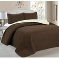 thumbnail image 1 of Home Sweet Home Victoria Design Reversible 3 PC Quilt Bedspread Sets (King, Brown/Beige), 1 of 1