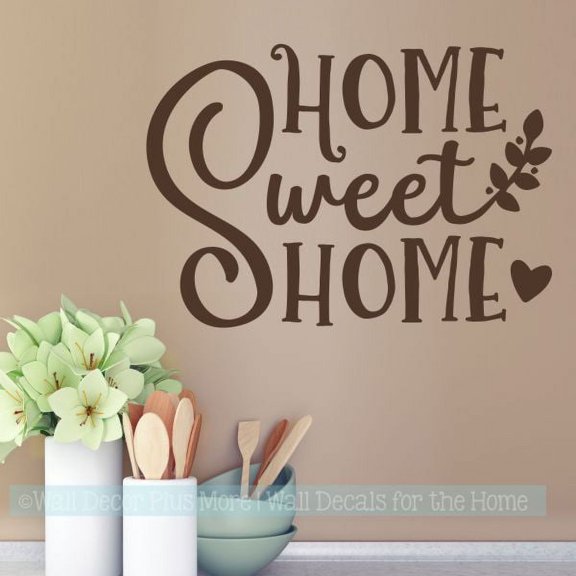 Home Sweet Home Wall Art Sticker Quote Vinyl Lettering Décor Decals 23x16-Inch Chocolate Brown