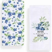 Home Sweet Home Watercolor Blueberry Kitchen Towels Dish Towels, 18x26 Inch Spring Summer Blue Decoration Hand Towels Set of 2
