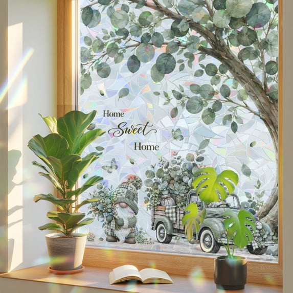 Home Sweet Home Window Privacy Film, Summer Farmhouse Gnome Green ...