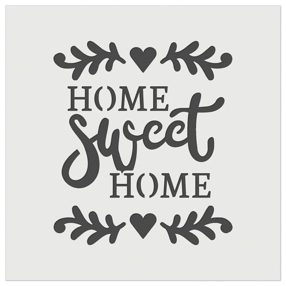 Home Sweet Home with Floral Hearts DIY Cookie Wall Craft Stencil - 11.5 Inch