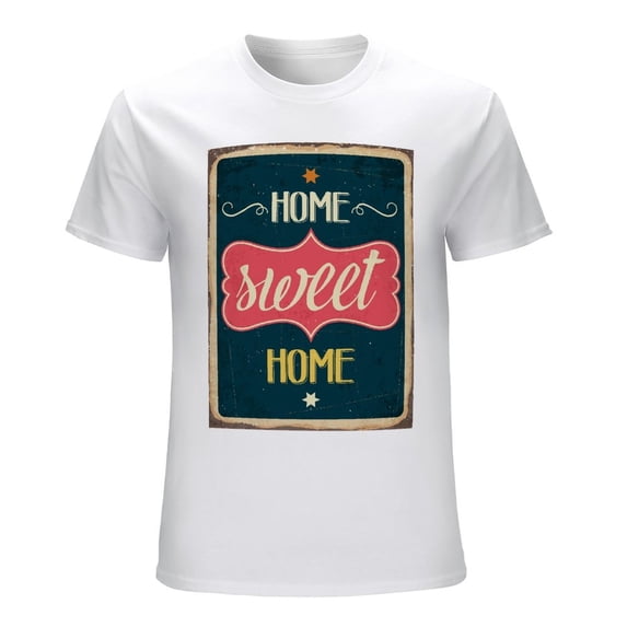 Home Sweet Men’s Graphic T-shirt Vintage Short Sleeve Sport Tee White 3XL