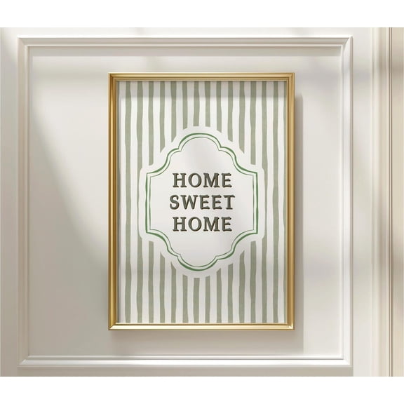 Home Sweet Poster Minimalist Green Wall Decor Trendy Cottage Art Poster, Unframed Poster Size 8x12