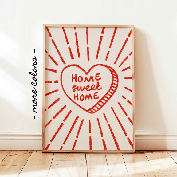 Home Sweet Poster Retro Heart Quote Vintage Entryway Wall Decor Design1 Poster, Unframed Size 12x18