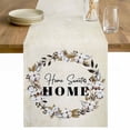 thumbnail image 1 of Home Sweet Table Runner - 108 Inch Long Wreath Botanical Farmhouse Plants Beige Cotton and Linen Blended Dress Scarves Farmhouse Table Runner for Kitchen Dining, Coffee Table, 13" x 108", 1 of 8
