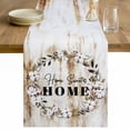 thumbnail image 1 of Home Sweet Table Runner - 70 Inch Long Wreath Botanical Farmhouse Plants Gradient Brown Cotton and Linen Blended Dress Scarves Farmhouse Table Runner for Kitchen Dining, Coffee Table, 13" x 70", 1 of 8
