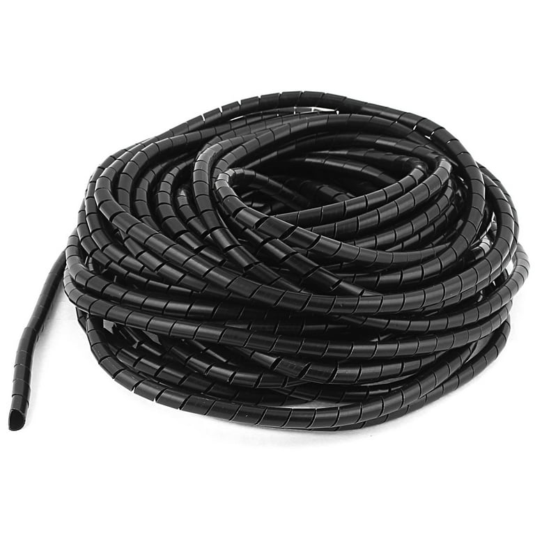 Home TV Cable Wire Manager Spiral Wrapping Band Tidy Wrap 6mm Black 