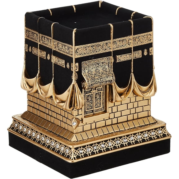 Home Table Decor Kaba Replica Model Showpiece Bookend Eid Gift (Large, Gold)