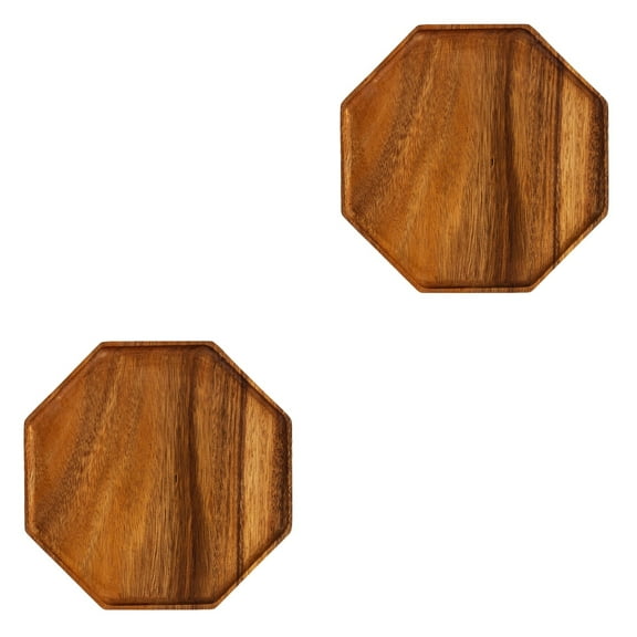 NUOLUX Light Brown Wooden Pastoral Serving Plate Home Tableware Octagonal Tray