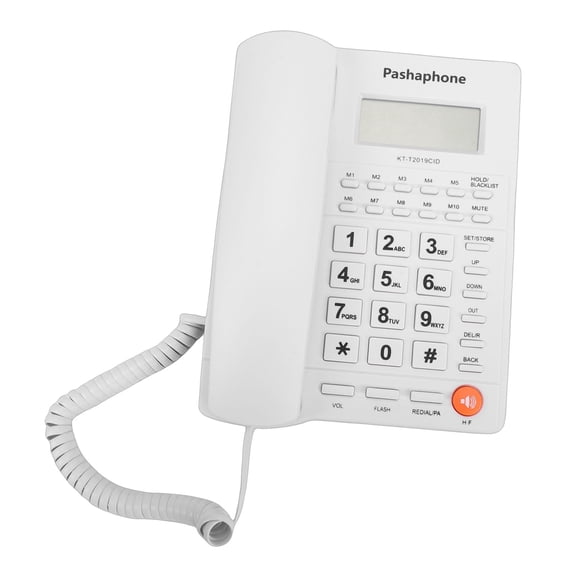 Home Telephone with Large Buttons Corded Landline Phone Caller ID Calendar Time Display White