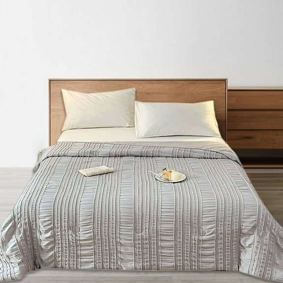 Home Textile Blanket Cozy Seersucker Comforter Size Q Max 0.4 Reversible Lightweight Blanket Breathable Smooth Summer Bedding Quilt For Hot Sleepers Night Sweats,Gray Home Textile Blanket