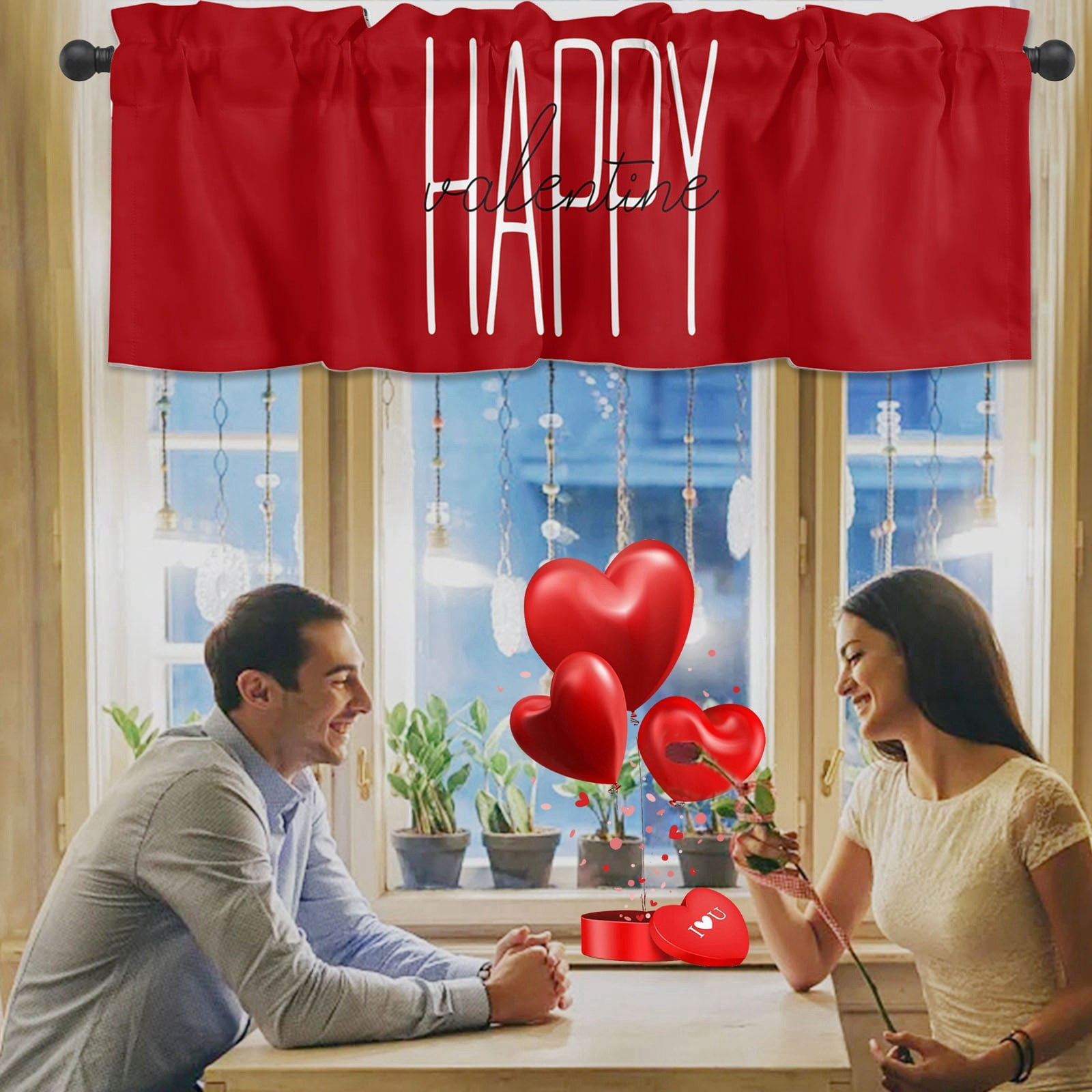 Home Textile Products Red Love Valentine's Day Curtain Fabric Printed
