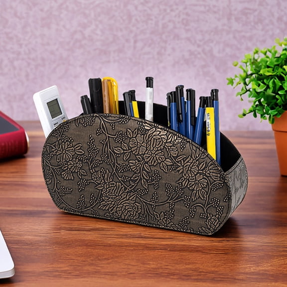 Home Textile Storage 2 Remote Control Storage Rack for Living Room Bedside Table Organizer in PU Leather Space-saving Desk Caddy for Pens Notebooks and Small