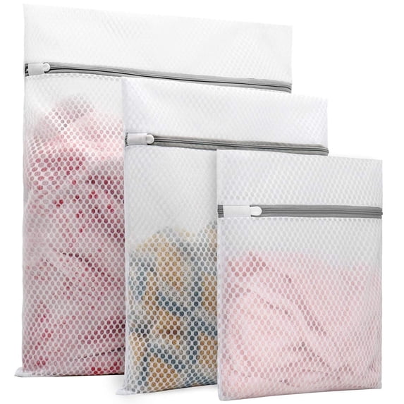 Home Textile Storage,3Pack Laundry Mesh Bags Delicates Wash Bags For Lingerie Stockings Simple Laundry Honeycomb Mesh Bag Thickened Polyester Gray Zipper Mesh Bag Set (1 Large 1 Medium 1 Small)