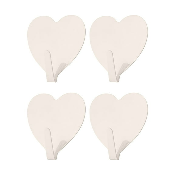 Home Textile Storage,4PCS Wrought Iron Love Hook -adhesive Punch-free Stainless Steel Hook Heart-shaped Hook Home Creative Decoration