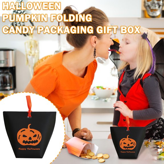 Home Textile Storage,Candy Box Box Pumpkin Packaging Creative Pumpkin Halloween Folding Housekeeping & Organizers