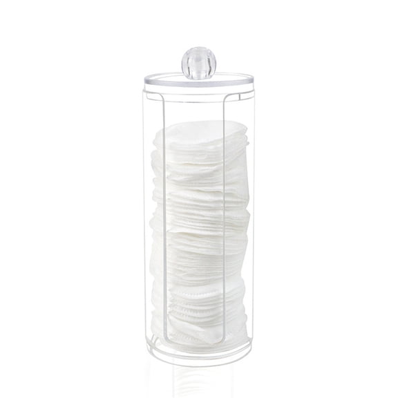 Home Textile Storage Cosmetic Pad Organizer in Acrylic Round Cylindrical Dispenser for and Travel