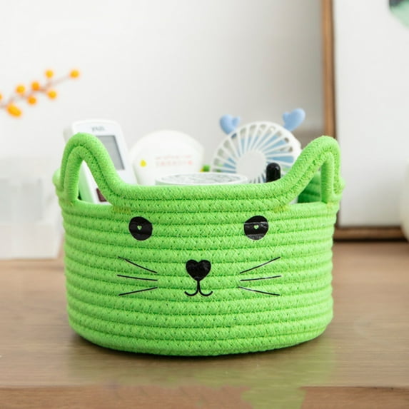 Home Textile Storage,Cotton Rope Baskets Toy Storage Cat Ears Decorative Baskets For Storage Animal Design Toy Storage Organizer Baby Hamper