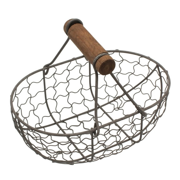 Home Textile Storage - Country Style Wire with Wooden Handles for Kitchen Organization Versatile Egg & Gathering Durable Farmhouse Storage Solution