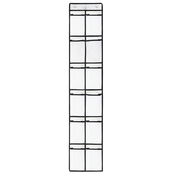 Home Textile Storage Product Title Over The Door Shoe Organizer with Mesh Pockets for Narrow Closet Hanging Door Shelf Rack for Pantry Storage White