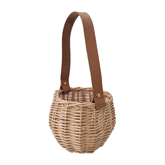 Home Textile Storage Elegant Wicker for Home Garden Photography and Decorative Foraging Handmade Rattan Tote for Candy and Fruit Display, 13 cm×11 cm, Khaki