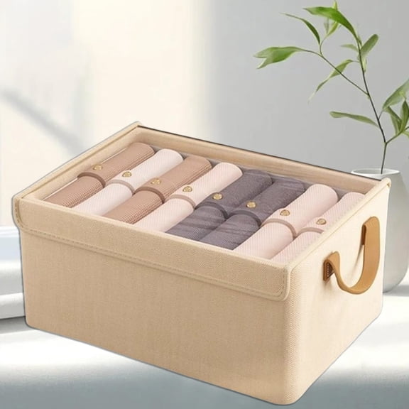 Home Textile Storage,Fabric Storage Box Foldable Clothing Storage Box Household Frame Support Finishing Box Multi Layer Classified Storage Of Pants Underwear And Toys With Cover And Dust Proo