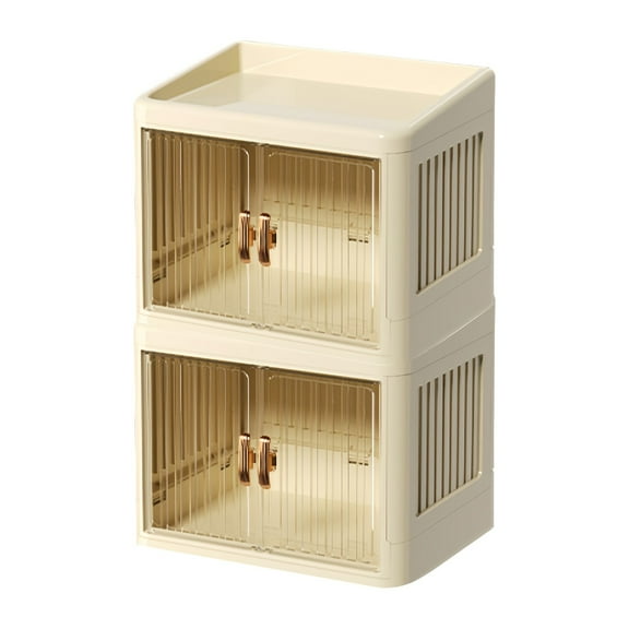 Home Textile Storage Foldable Double Door Storage With Flat Lid And White Drawer For Home Organization