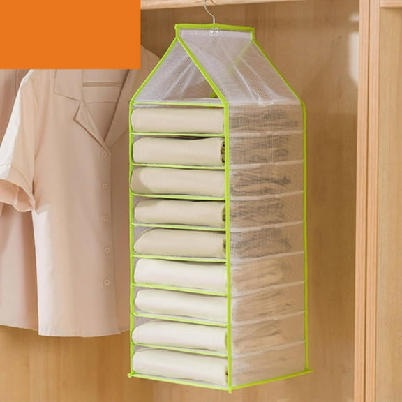 Home Textile Storage,Layering Storage Hanging Bag Clothing Divider Bag Super Long PVC Oversized Pants Clothes Layering 9 Grid Clothes Underwear Organizer