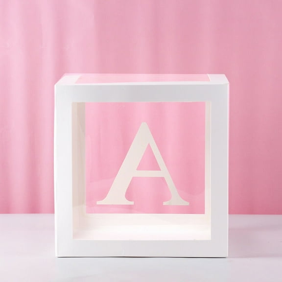 Home Textile Storage,Letter A- Z Transparent Gift Boxes Kid Birthday Baby Shower Party Decoration