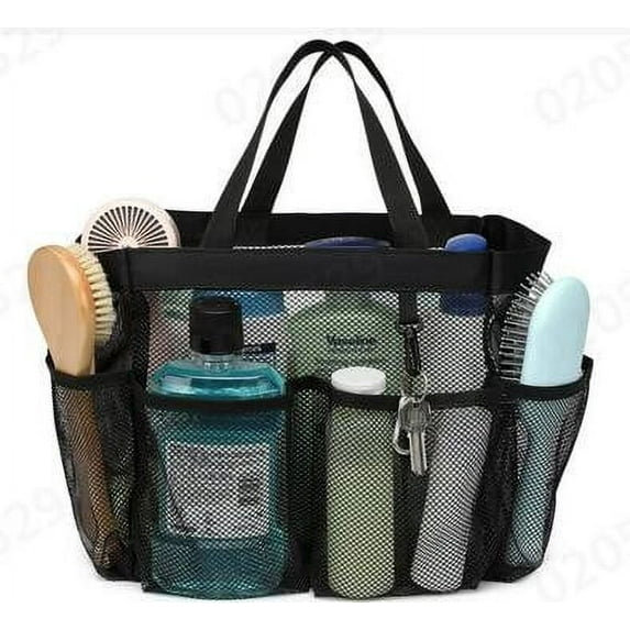 Home Textile Storage Mesh Shower Caddy Portable Tote Bag for College Dorm Durable with Eight Pockets for Large Bathroom Organization