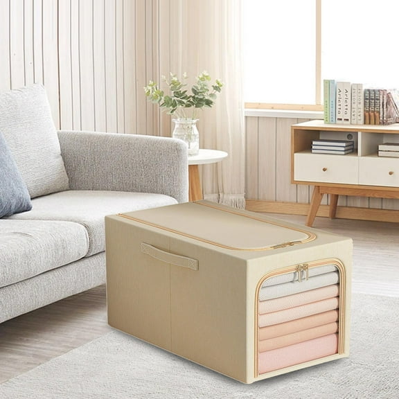 Home Textile Storage,No Smell Storage Box Fabric Clothes Large Capacity Stackable Zipper Transparent Window Cabinet Organizer Stable