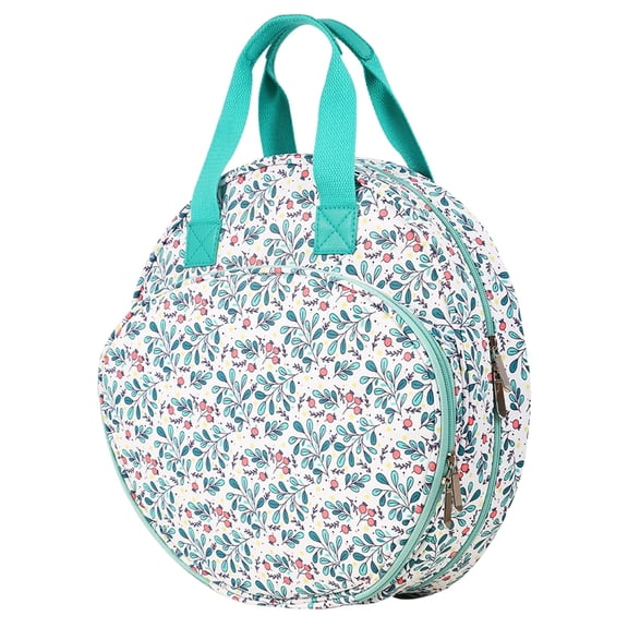 Home Textile Storage Organizer for Embroidery Projects - Circular Embroidery Bag with Handle and Multiple Pockets for Threads Tools Craft Storage, 12.6*4.13*18.11 in, Blue