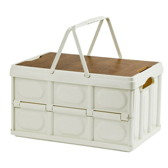 Portable Pet Toy Storage With Wooden Lid And Handles For Outdoor Camping Car Travel Dog Supplies Organization