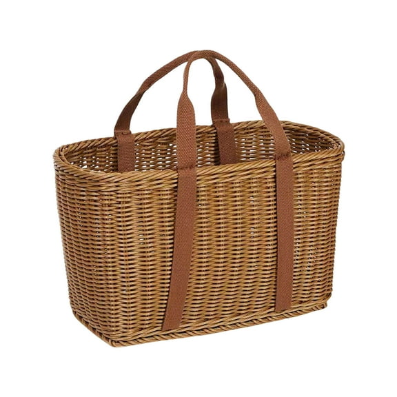 Home Textile Storage Organizer for Living Room – Handwoven Wicker Tote with Handles for Light Duty Storage Groceries Picnic Foraging Flower Gathering Home Use