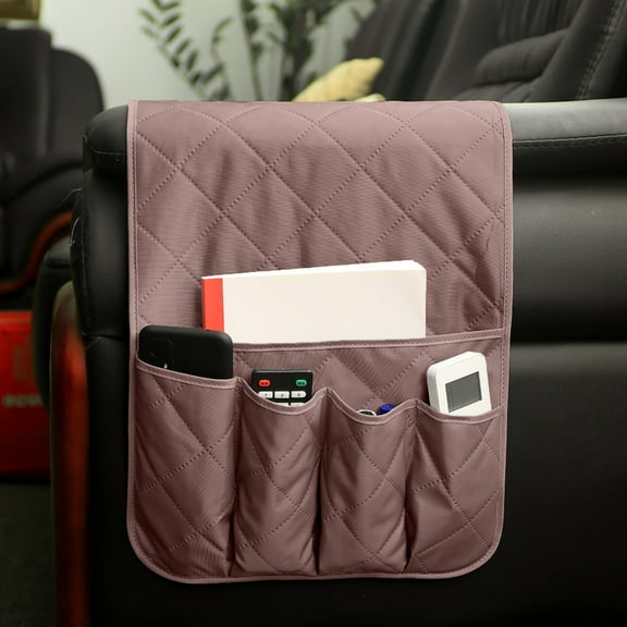 Home Textile Storage Organizer for Sofa with Remote Pocket and Armrest Accessory - Handy Couch Rest Holder for Living Room Keeps Remote Pouch and Tools Tidy