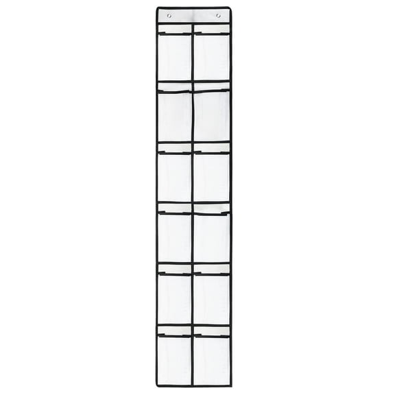 Home Textile Storage Over The Door Shoe Organizer with 12 Mesh Pockets for Narrow Closet Pantry and Door Storage White,59x11 in,White