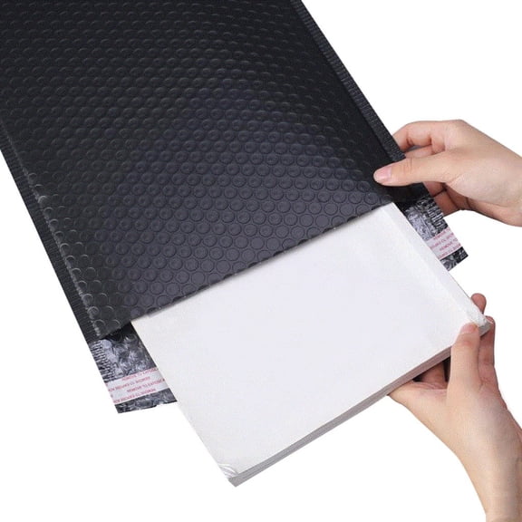 Home Textile Storage Padded Lined Mailers Self Seal Envelopes for Housekeeping & Organizers 50 Pack, 18 cm13 cm, Black